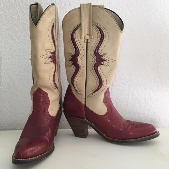 Frye Shoes - Frye vintage cowboy boots red tan